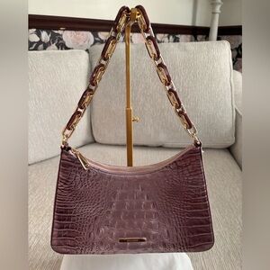 Brahmin Esme Melbourne Shoulder Bag Mellow Rose Croc Embossed Leather